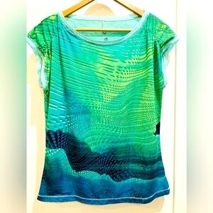 Prana diaphanous women’s short sleeve blouse top